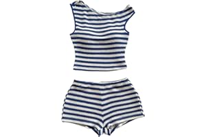 SOLY HUX Women's 2 Piece Striped Off The Shoulder Crop Tops and Mini Shorts Set Summer Y2K Going Out Outfits