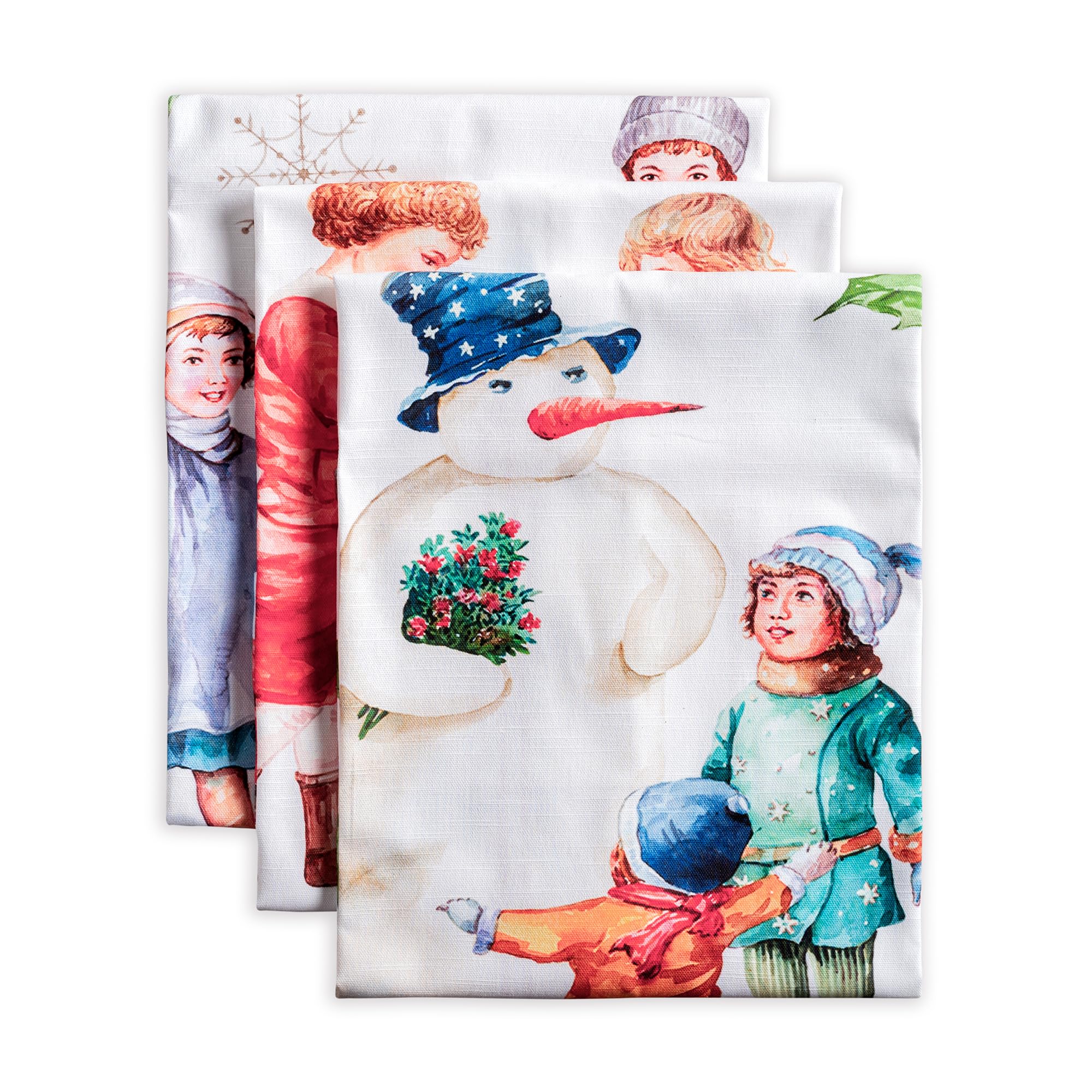 Maison d' Hermine Kitchen Towels Set of 3 100% Cotton 70 CM x 50 CM Reusable Cloth Tea Dish Towels Absorbent with Hanging Loop for Kitchen Dining Christmas Decorations (Chromo)