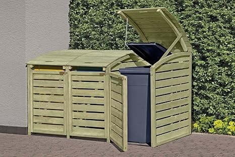 HOQ 64066022 Mülltonnenbox für 3 Tonnen 240 Liter aus KDI Holz Mülltonnenabtrennung