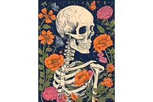 BENJENES Skull Diamond Painting Kits for Adults Skeleton Diamond Art Kits for Beginners, Round 5d Gem Art Kits for Adult DIY Crafts Kits for Gift Home Wall Decor Gifts （12x16inch