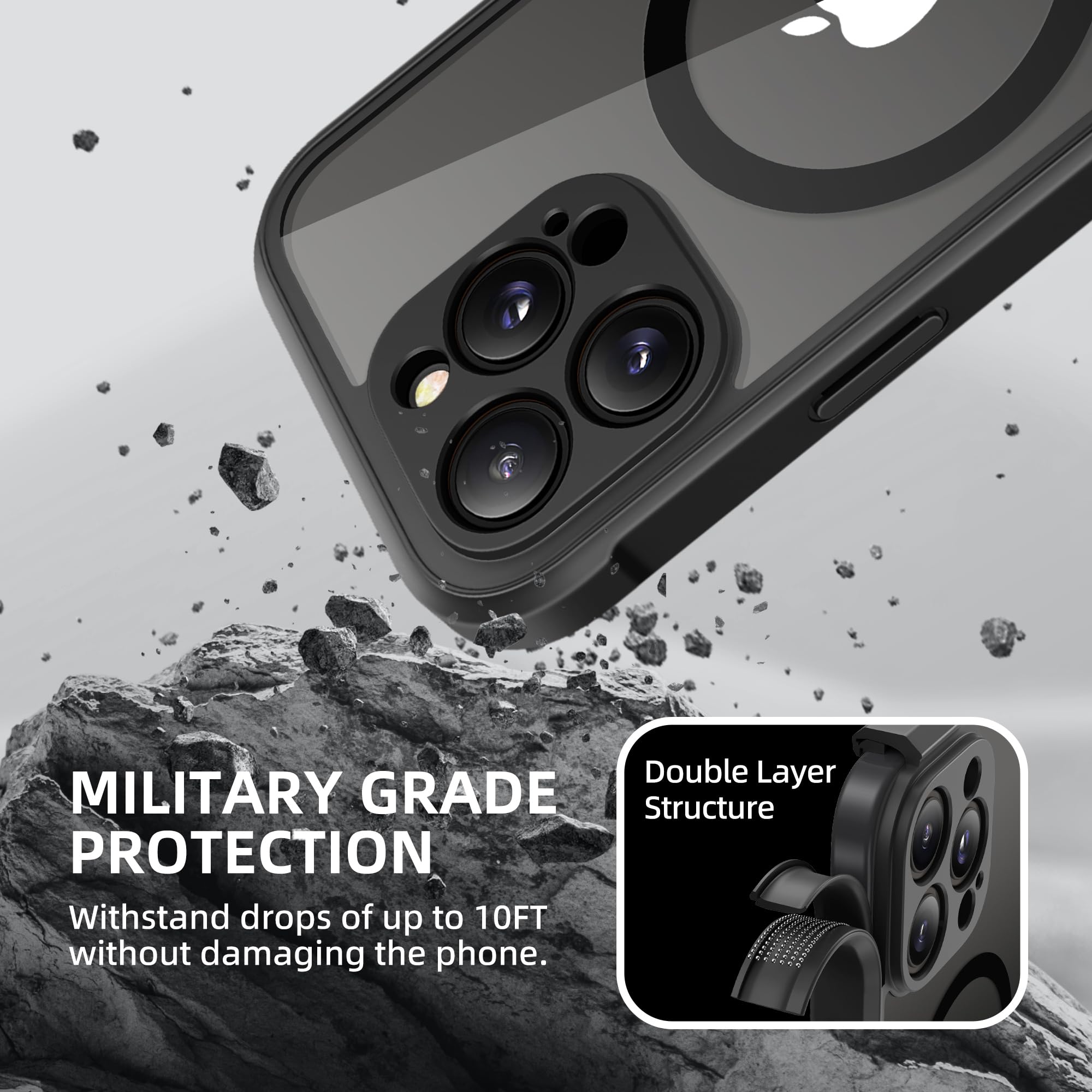 BERFY for iPhone 16 Pro Max Case, Compatible with MagSafe, Built-in Privacy Screen Protector and Camera Protection, Anti-Spy Full Body Shockproof Clear Phone Case for 16 Pro Max 6.9