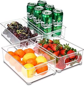 JAYDE STORAGE BINS – Set of 4 Food Storage Containers – Clear Plastic Pantry Cabinets Bins for Organizing – Heavy Duty Materials – Functional and Practical Design