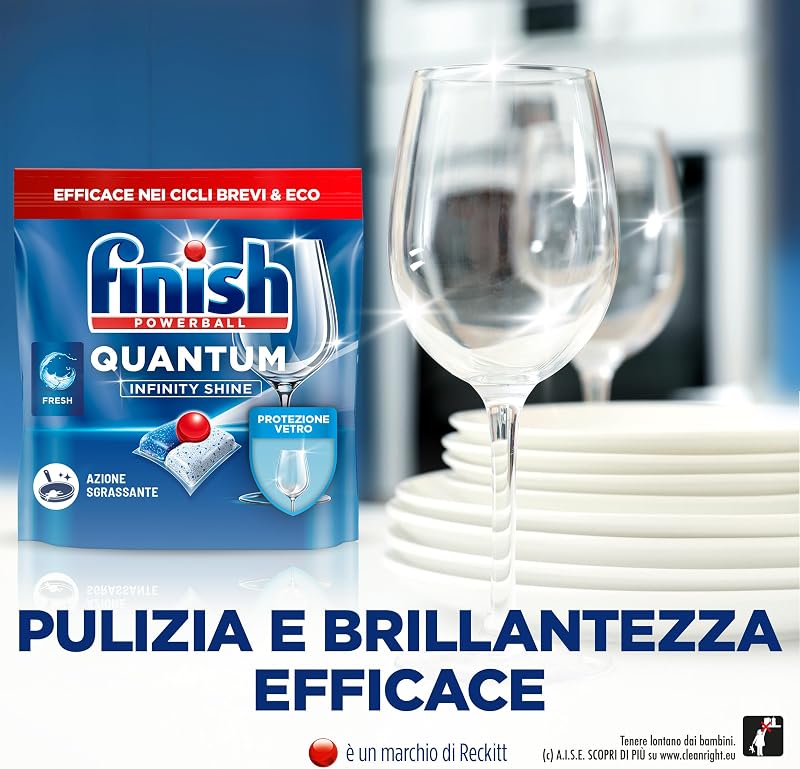 Quantum Infinity Shine Pastiglie Lavastoviglie, 83 Capsule Lavastoviglie, Pastiglie per Lavastoviglie per una Pulizia Profonda e Stoviglie Brillanti