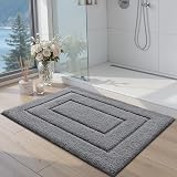 DEXI Bath Mat 60 x 110 cm Grey Microfiber Non-Slip Machine Washable Rug view 4