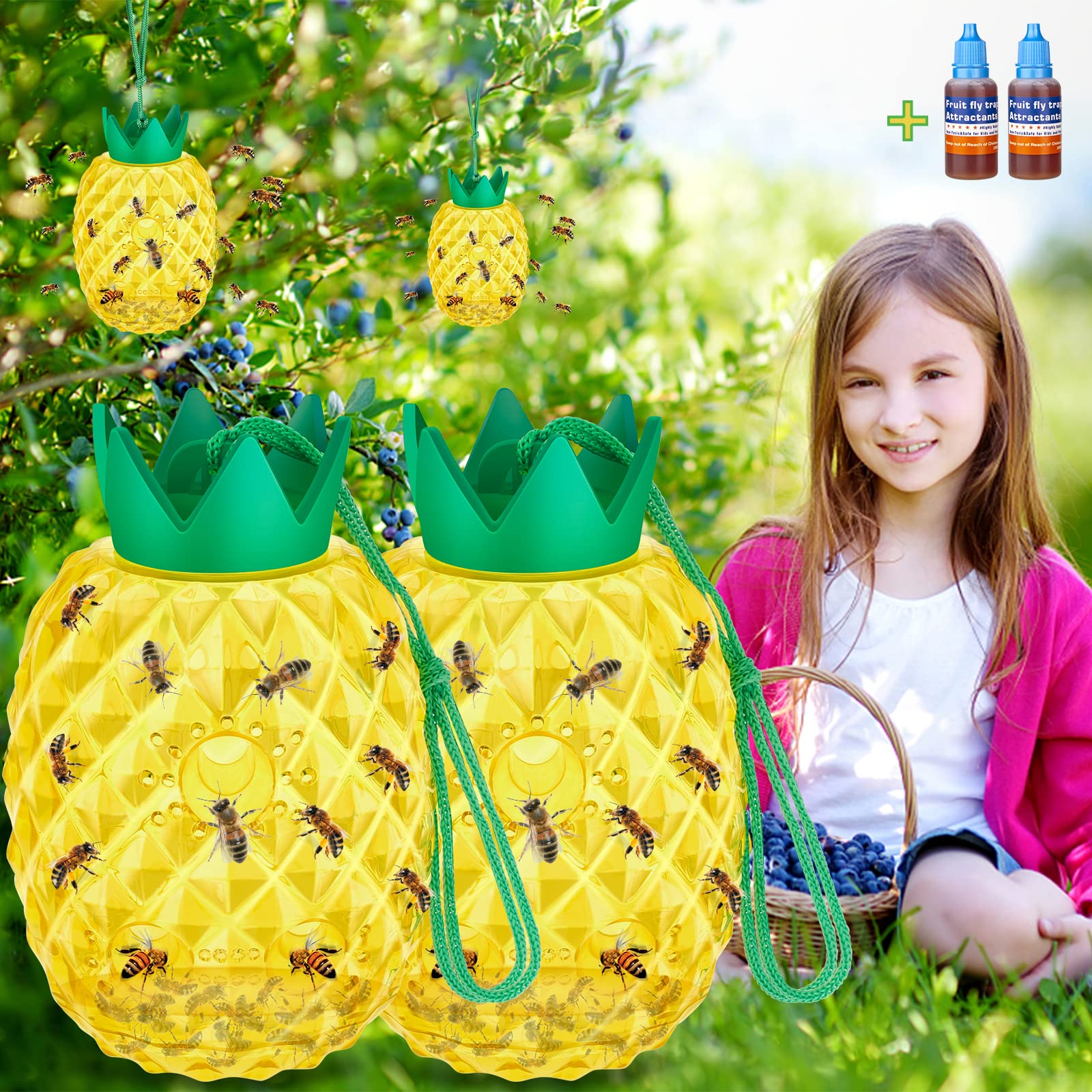 Photo 1 of Wasp Traps, Bee Trap Catcher Outside, Yellow Jacket Trap Outdoor Hanging, Reusable Insects Traps Bee Catcher for Hornets, 2 Packs