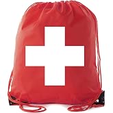 Mato &amp; Hash First Aid Backpack Drawstring Medical Bag for Emergencies or Epi Pen &amp; Medicine - 6PK Red CA2500FirstAid S5