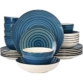 Elama Gia 24 Piece Stoneware Dinnerware Set (Dark Blue)