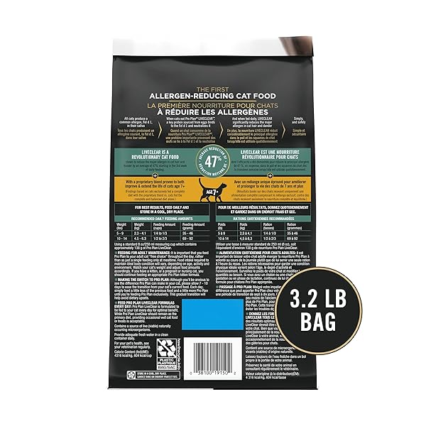 PURINA PRO PLAN LIVECLEAR SENIOR CAT FOOD 7+ CAT ALLERGEN REDUCER PRIME PLUS CHICKEN AND RICE FORMULA – 3.2 LB. BAG