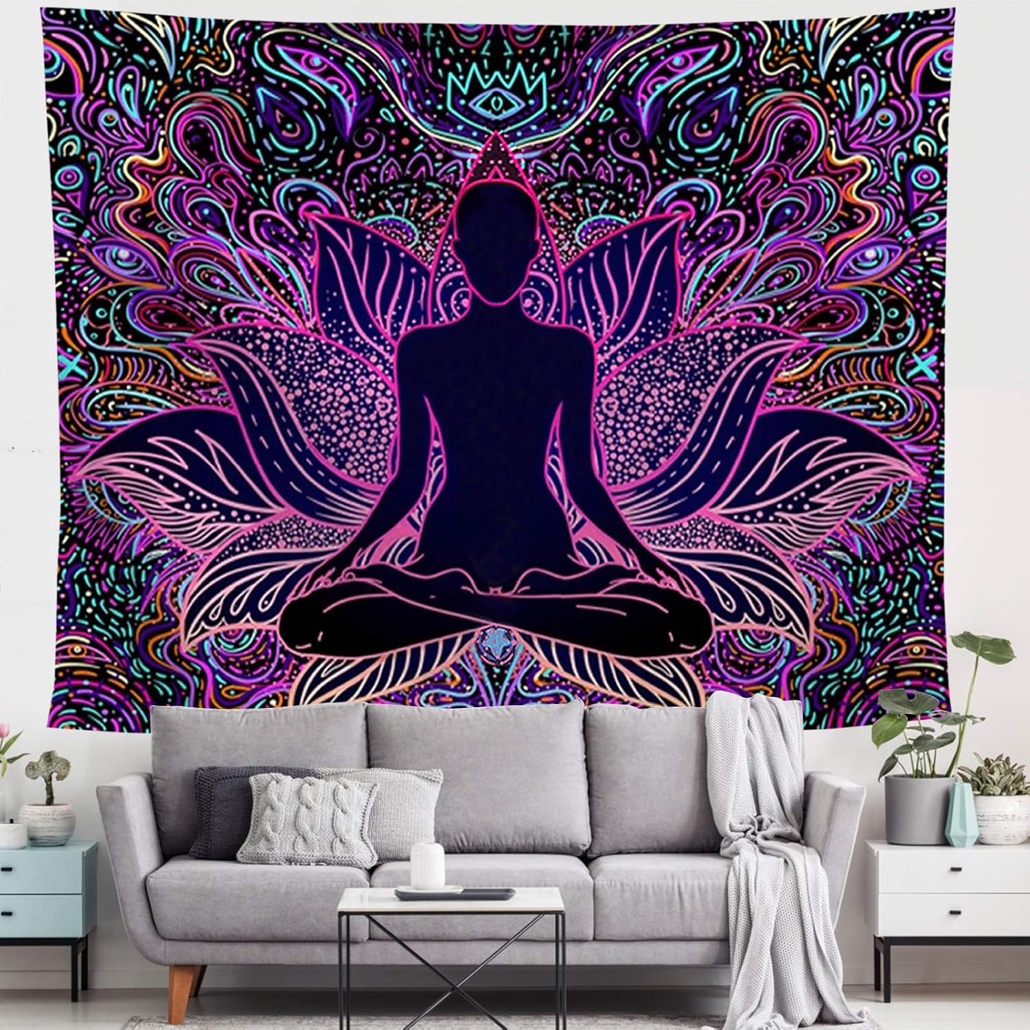FairDew Extra Large Tapestry Wall Hanging King Size, Wall Cloth Decor Tapestry for Living Room, Wall Art Blanket Decorations for Bedroom Purple
