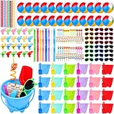 Relaxgiant 241 Pcs Pool Beach Party Favor Bulk Summer Pool Toy for Kids | Beach Ball, Sunglasses, Sand Bucket, Straw, Bubble Wand for Back to School Student Gift Birthday Party Supplies