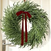 26 Inch Real Touch Norfolk Pine Wreath Christmas Wreaths for Front Door | Fake Plants Green Christmas Wreath Home Decor, Xmas Decor Indoor Outdoor for Mantel Fireplace Wall Holiday Winter Decor