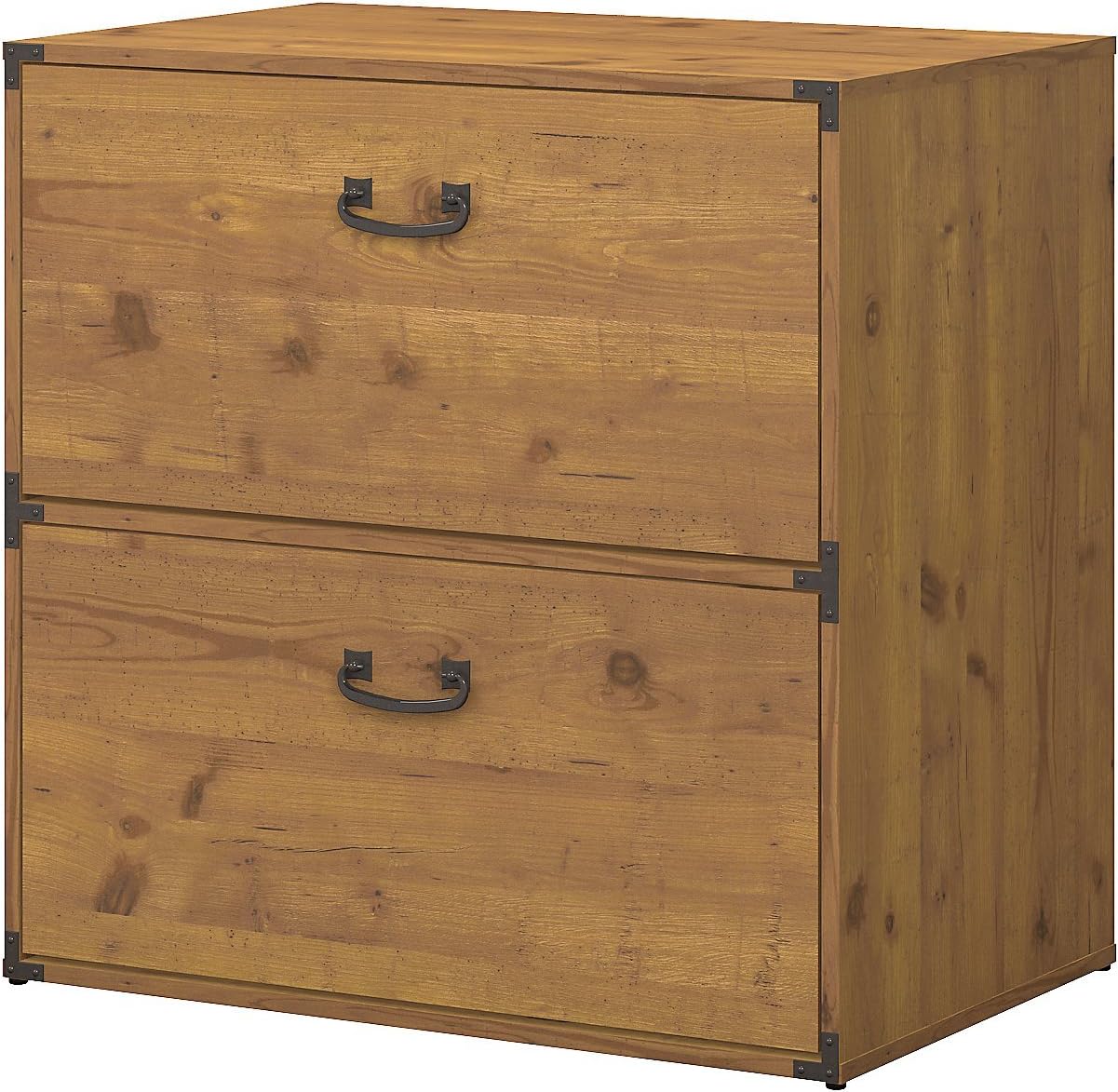 Bush Furniture kathy ireland Home Ironworks Lateral File Cabinet, Vintage Golden Pine: Furniture & Decor
