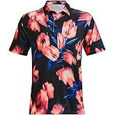 Under Armour Men's UA Playoff 2.0 Printed Polo (US, Alpha, Large, Regular, Regular, Black/Radio Red/Blue 002)