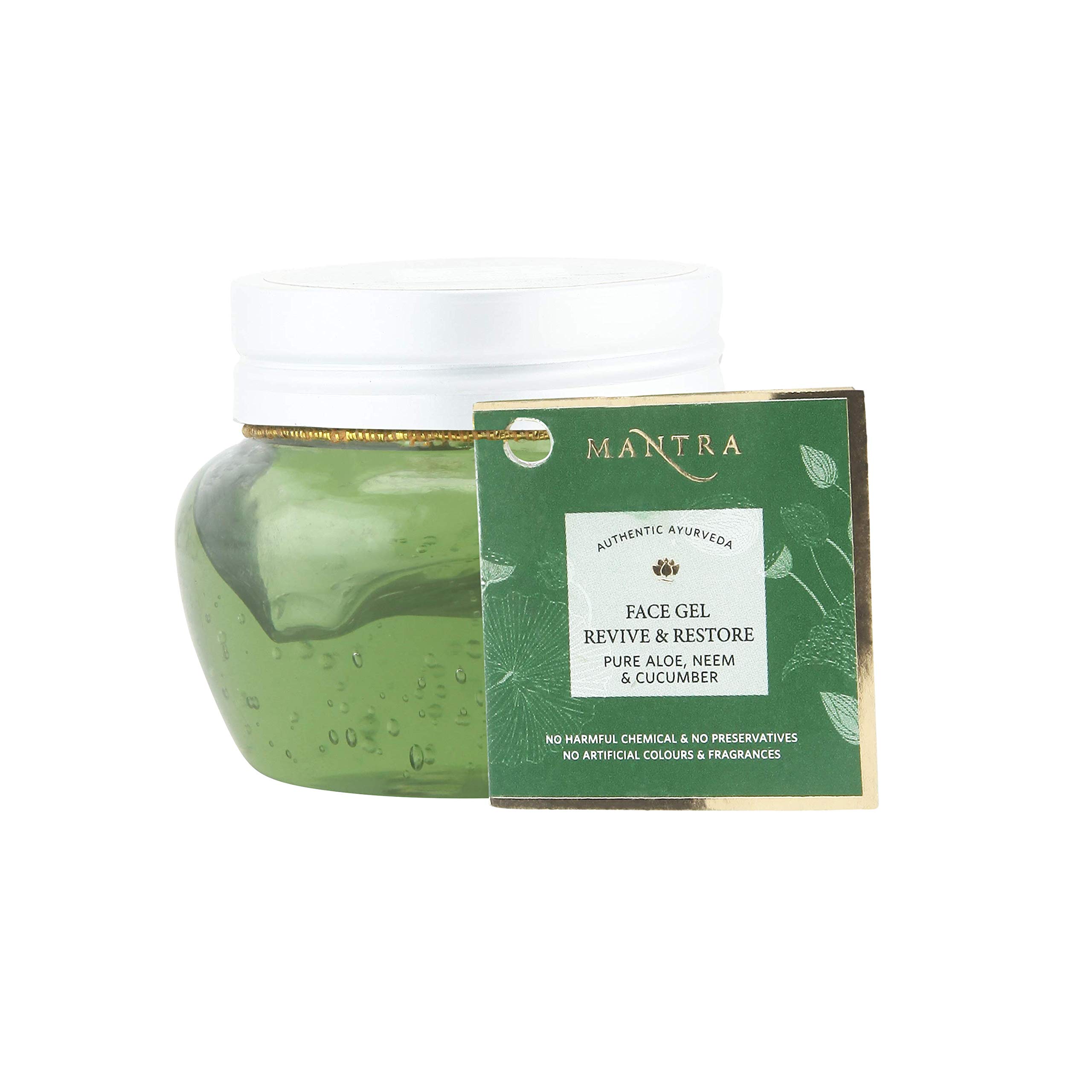 Mantra Authentic Ayurveda Herbal Face Gel Revive & Restore Pure Aloe Neem and Cucumber FREE from chemicals, Silicon, Paraben, and Paraffin (100 g / 3.5 fl oz)