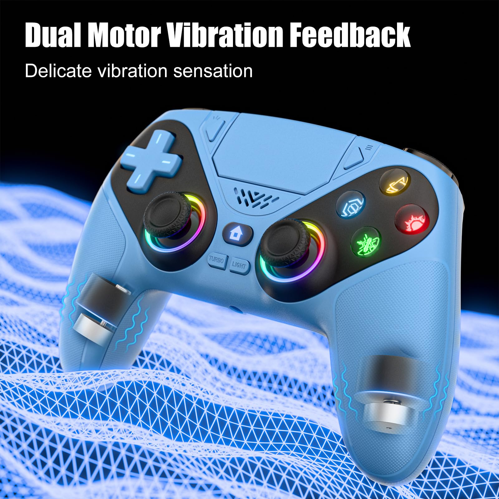 Wireless PS4 Controller With 1000mAh Battery, RGB Lights & 6-Axis Gyro - Compatible With PS4/PS3/PC/Android