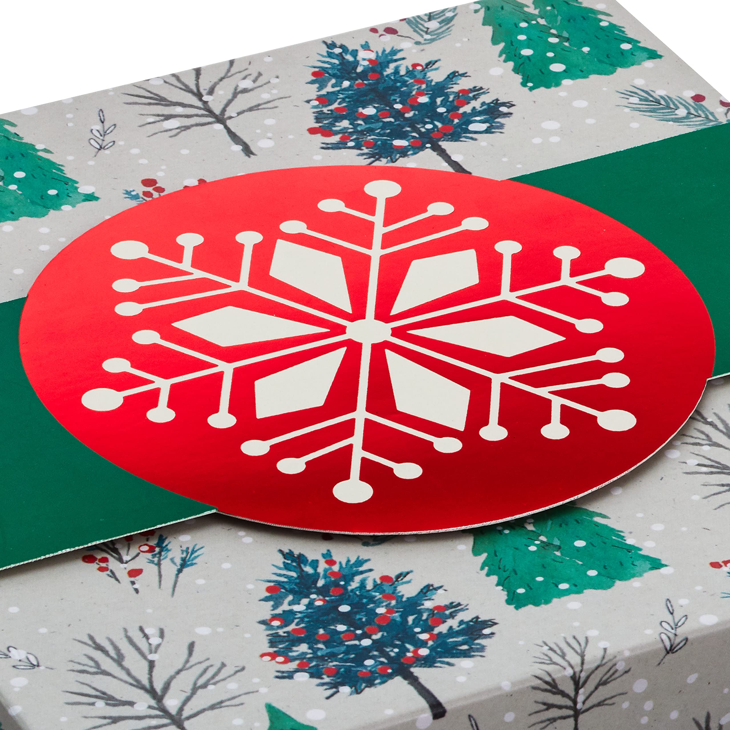 Hallmark Holiday Gift Boxes 3-Pack Assorted Sizes (Snowflakes, Christmas Trees, Plaid) for Hostess Gifts, Christmas Parties, Wrapped Treats