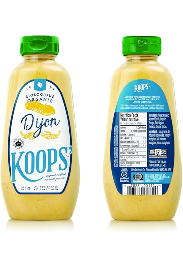 Koops' Organic Yellow Mustard, 325mL, Certified Organic, Gluten