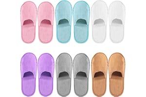 CarryEpic Disposable Slippers (6 Pairs) for Guest, Spa Hotel House Slippers