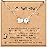 P. BLAKE Softball/Volleyball/Soccer/Basketball Necklace for Girls Women, Ball Heart Pendant Sports Accessories Valentines Birthday Jewelry Gifts for Teen Teenage Her Lovers