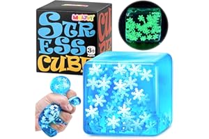 MEIJOY Squishy Fidget Toys Adults Stress Cube - Glow in The Dark Snowflakes Sensory Toys for Kids with Autism Stress Balls for Kids Teens Squeeze Squishy Toys Stocking Stuffers for Grandkids