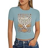 Rock Band Shirts Women: Crop Country Music T-Shirt Funny Cowboy Graphic Tees Crop Tops Fashion Y2k Clothes