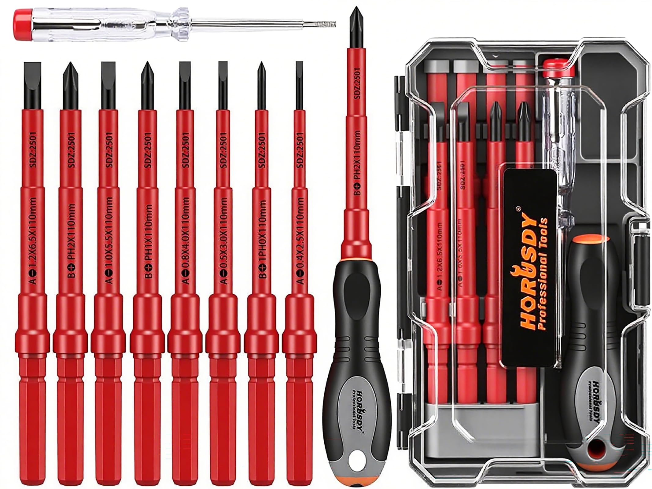 HORUSDY 10-Piece 1000V VDE Insulated Screwdriver Set | Magnetic Tip Electrician Screwdriver Set | Phillips & Slotted | Chrome Vanadium Steel — image 1