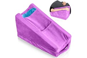 Buryeah Arm Elevation Pillow with 2 Pockets, Soft Ergonomic Support Pillow for Elbow Rest Wedge Broken Arm Gifts with High Density Foam for Recovery Sleeping(Violet)
