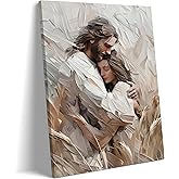 SAMHOU Framed Jesus Canvas Wall Art, Jesus Embracing Woman Picture Wall Decor, Picture Christian Painting Poster Prints for Living Room Prayer Room Home Decoration 12x16 inch
