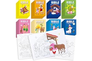 Zealor 72 PCS Christian Mini Coloring Book Bulk Religious Bible Story Activity Booklet Coloring Book DIY Craft Jesus Party Fa