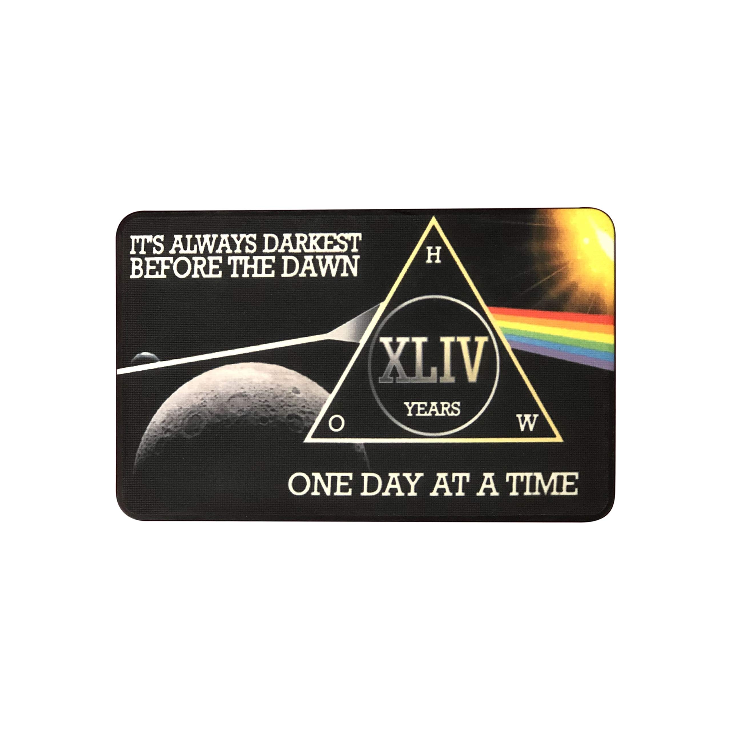 MyRecoveryStore Dark Moon One Day at A Time AA Sobriety Chip Includes 7th Step Prayer (Years 1-50 Offered) Square Recovery Chip (Year 44)