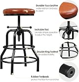 Yaheetech Industrial Height Adjustable Bar Stool Rustic Faux Leather view 4