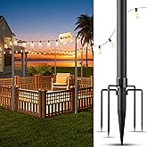 OHLUX 4 Pack String Light Poles 10FT, Light Poles for Outside String Lights, Outdoor Light Poles with Fence Brackets Hanging 