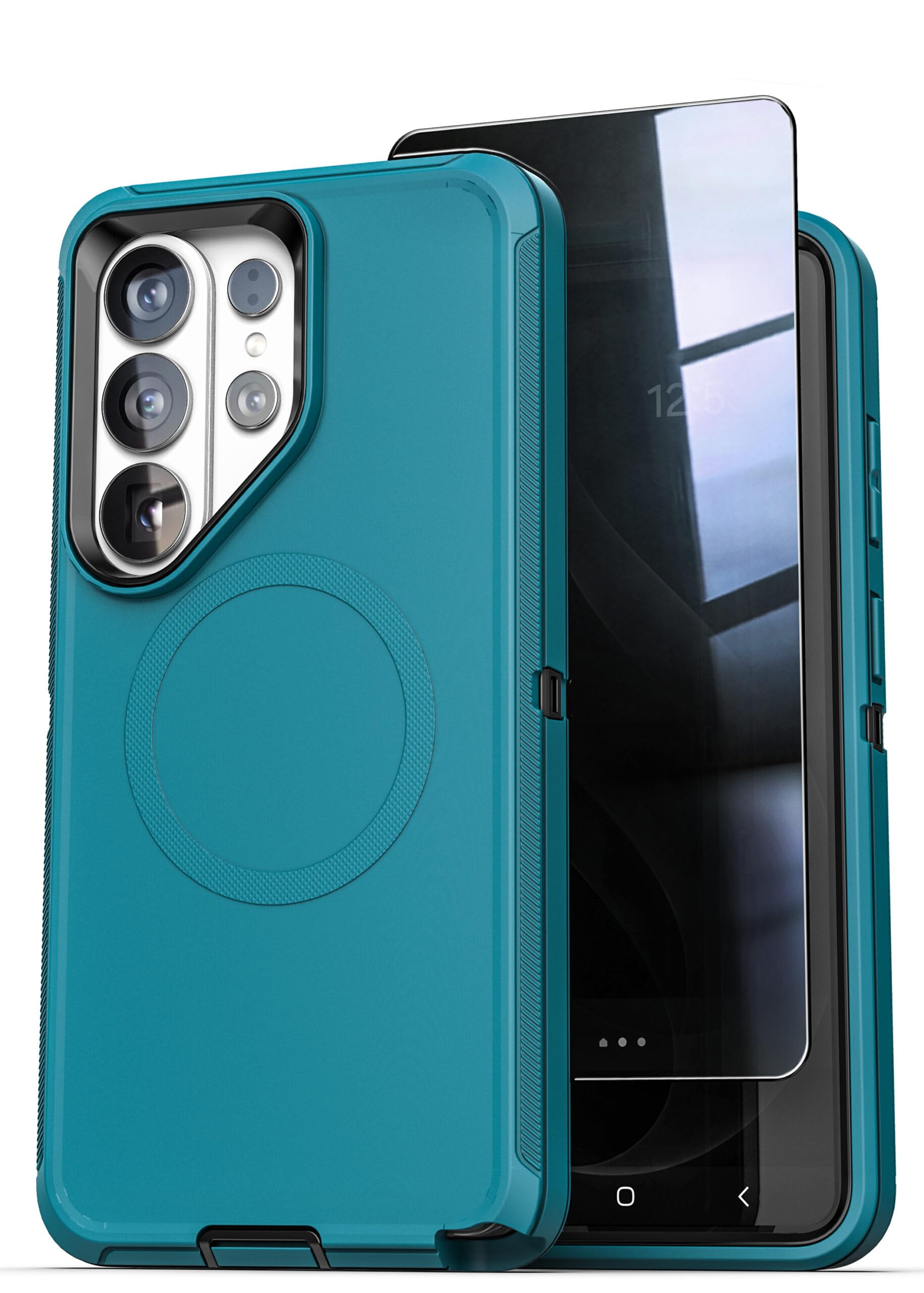 ENCASED for Samsung Galaxy S26 Ultra Case with Privacy Screen Protector, Ranger Series, Magnetic Heavy Duty Military Grade Protection (Green, Black)