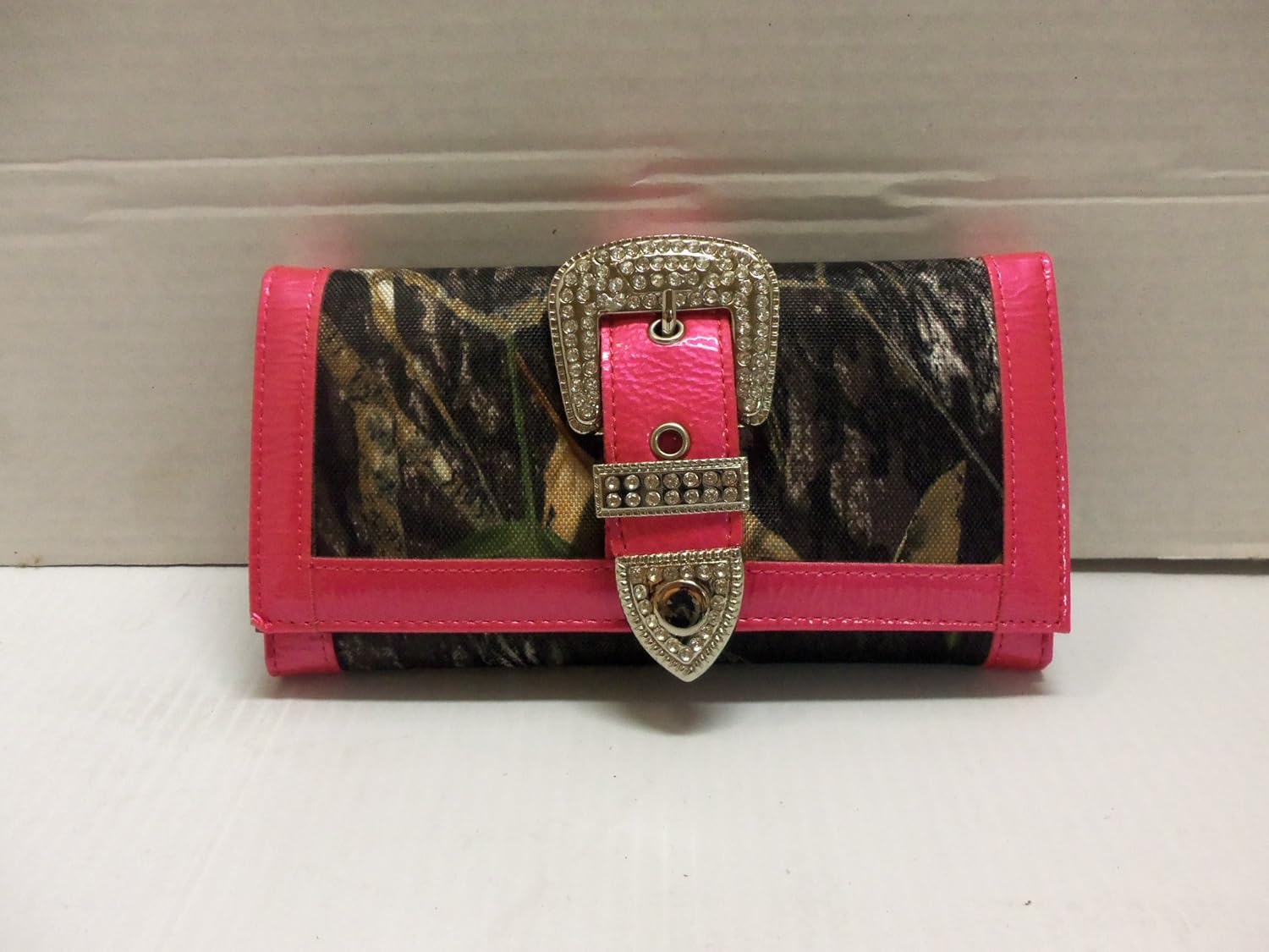 Bright Pink Camo Purse with Buckle + Wallet Set Handbags