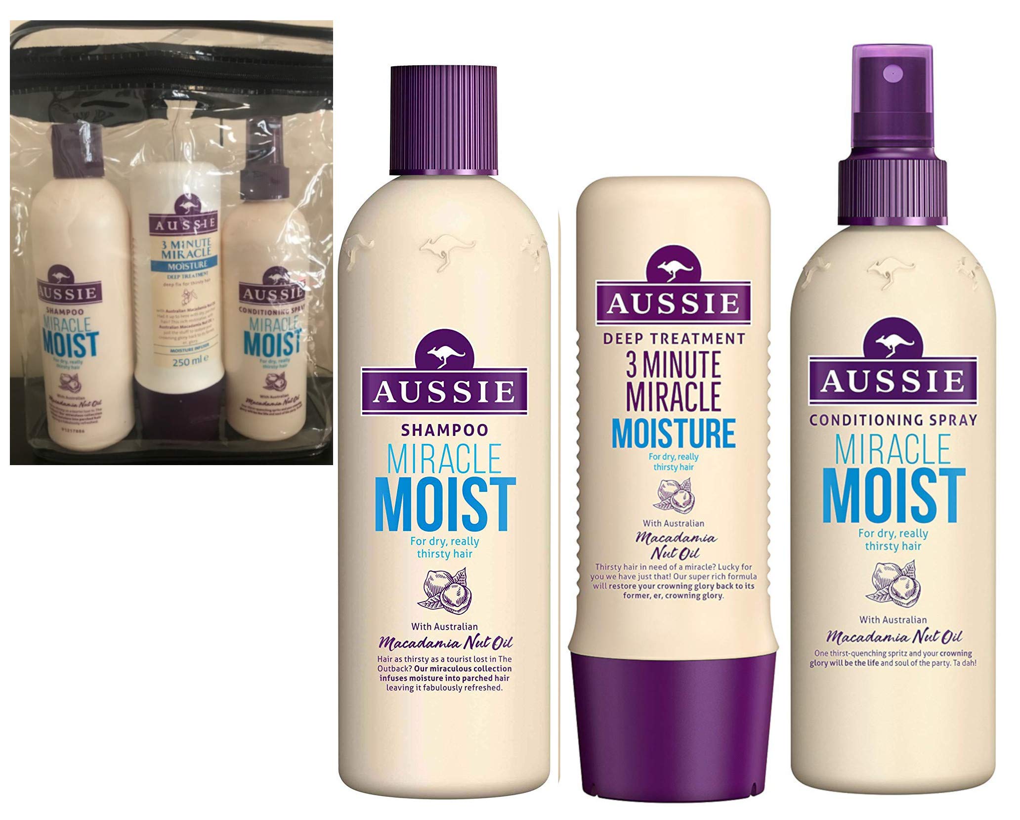 Aussie Hair Care Shampoo And Conditioner Set With Macadamia Nut