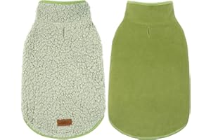 Cyeollo Warm Fleece Sherpa Winter Sweater, Turtleneck Dog Jacket Vest for Small to Large Dogs, Soft Reversible Coat for Cold Weather, Green, S