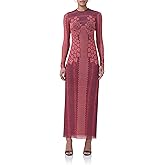 AFRM Womens Didi Crewneck Mesh Long Sleeve Maxi Bodycon Dress