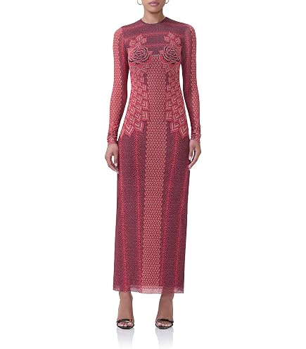 AFRM Women's Thelma Off Shoulder Long Sleeve Mesh Bodycon Maxi Dress, Pink Blur Blossom, X-Small at Amazon Women's Clothing store