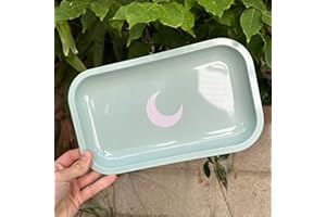 Brando Moon Medium Metal Rolling Tray Green - Lightweight Curved Edges and Smooth Surface - 10.5 x 6.25 inches