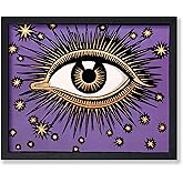Poster Master Vintage All Seeing Eye Poster - Retro Mystic Eye And Stars Print - Celestial Art - Mythology Art - Gift for Men, Women - Decor for Bedroom, Living Room, Office - 8x10 UNFRAMED Wall Art