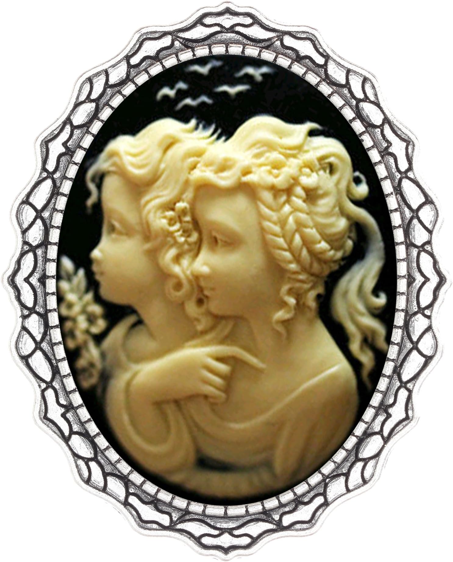 Yspace Cameo Shield Brooch Pin Seabird Decor Antique Lace Fashion Jewelry for Gift