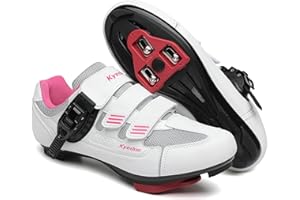 KYEDOO Womens Cycling Shoes Compatible with Peloton Bike Clip in Ladies Indoor Cycling Road Bike Riding Biking Shoes, Pre-Installed Delta Cleats