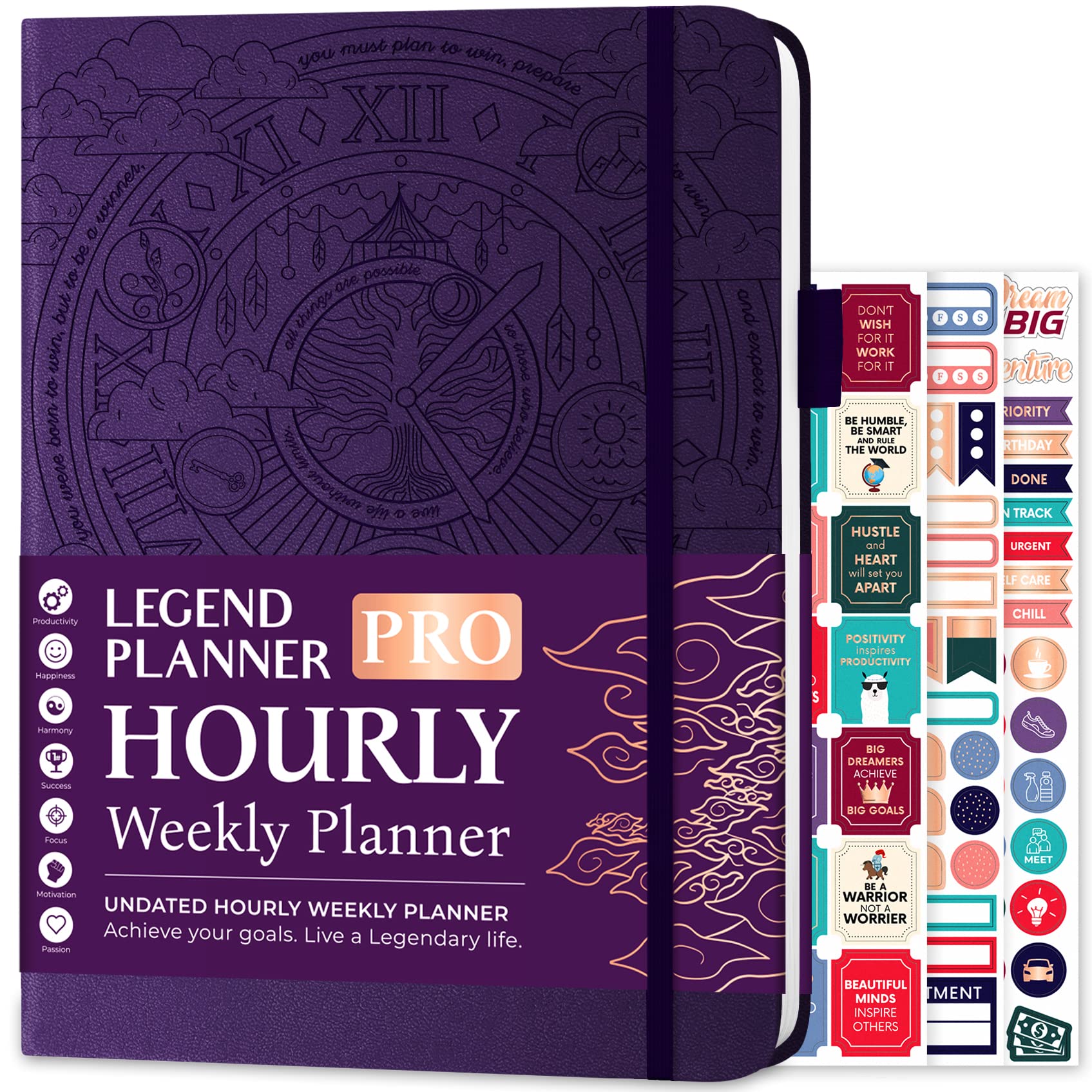 Legend Planner PRO Hourly Schedule - Weekly & Daily Organizer with Time Slots. Appointment Book Journal for Work & Personal, A4 (Purple) — image 1