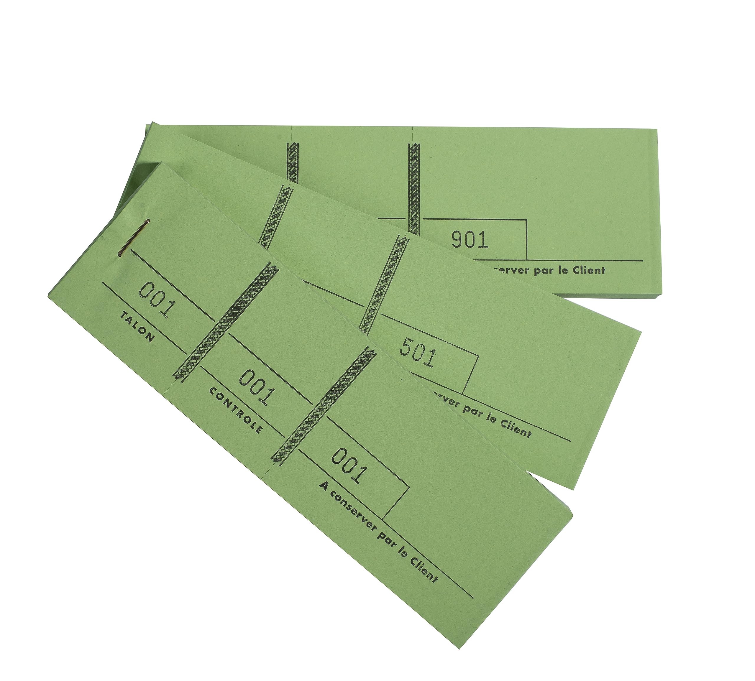 Exacompta - Ref. 96405E - Pack of 10 Mat pads 100 numbered sheets in 3 sections - Size 4.8x15 cm - Green