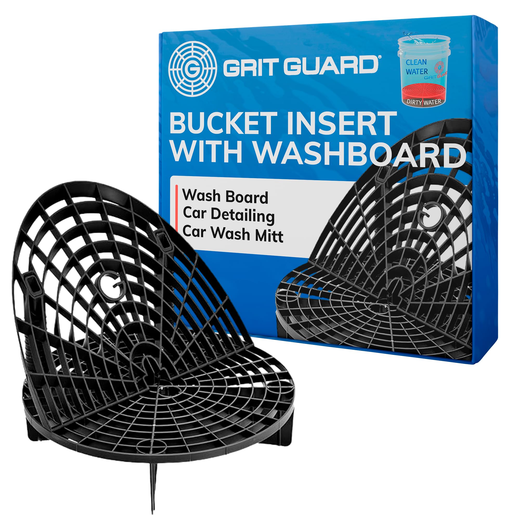 Photo 1 of The Original Grit Guard Bucket Insert with Washboard Combo | Removes Dirt from Wash Mitt for Detailing | Car Wash Bucket Insert & Washboard | Black/Black