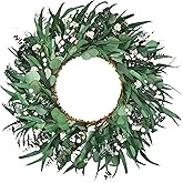YIYSONRK 26" Preserved Eucalyptus Wreath for Front Door Extra Large Wreaths Natural Eucalyptus Real Touch Everlasting Summer/Spring/Fall Fresh Wreaths Farmhouse Door,Home,Porch, Window Decor