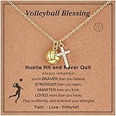 SKIRIFLA Volleyball Softball Soccer Cross Necklace Gifts for Girls Teens Women, Sport Stuff Christmas Jewelry for Team Player Lovers