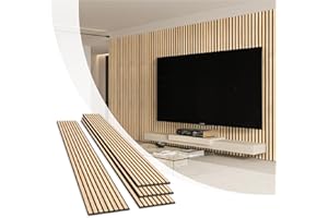 Olanglab Wood Slat Wall Panels, Wooden Acoustic Wall Panels, 94.5"x12.6" Each 3D Wall Panels for Interior Wall Decor, 4 Pack in Total 94.5"x50.4" (Warm Oak)
