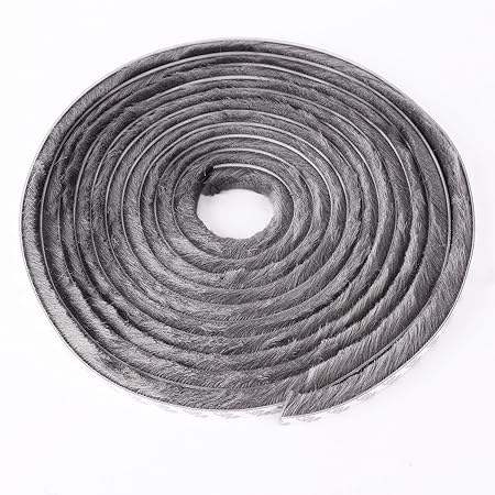 15 mm Zugluftstopperband mit Bürsten, als Isolierung und Dichtung gegen Zugluft, für Türen und Fenster, 5 m grau.