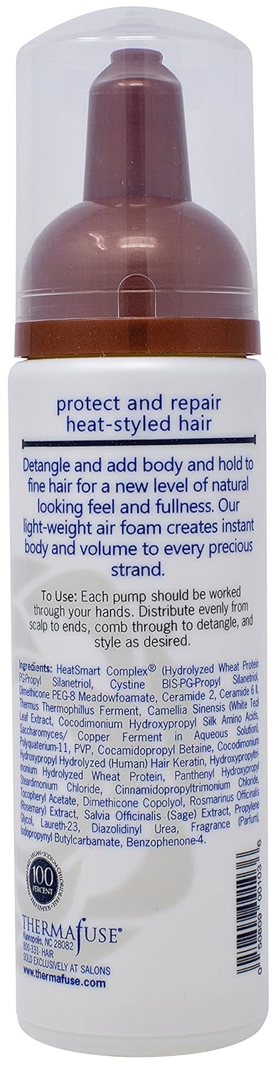 Thermafuse Fixxe Volume Mousse for Body - Sulfate Free, Lightweight, Bodybuilding, Volumizing Foam Styling Product. Gives Natural Bounce to Thin, Thinning, Fine or Normal Hair (8 oz) : Hair Styling Mousses Hair Styling Foams : Beauty